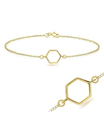 Gold Plated Geometric Silver Bracelet BRS-211-GP